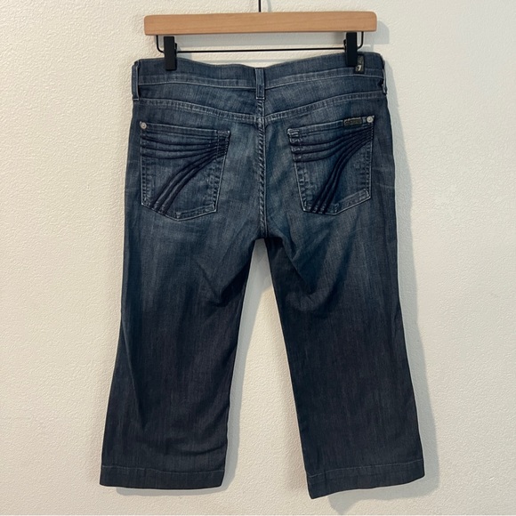 7 For All Mankind Dojo Lightweight Stretch Dark Wash Denim Crop Capri‎ Jean 28 - Picture 1 of 15